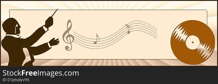 Abstract music illustration, with silhouette. Abstract music illustration, with silhouette