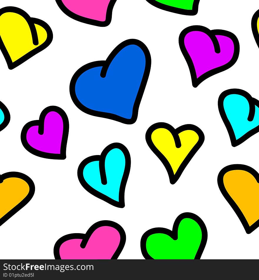 Seamless colorful heart vector pattern. Seamless colorful heart vector pattern