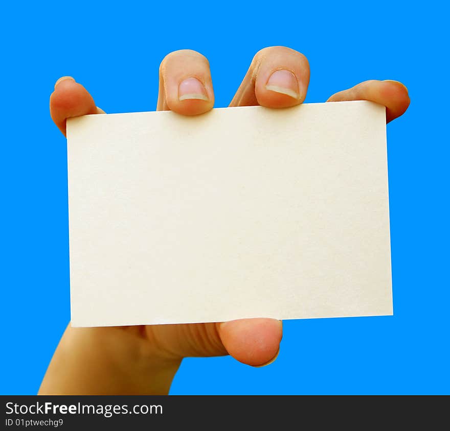 A card blank in a hand