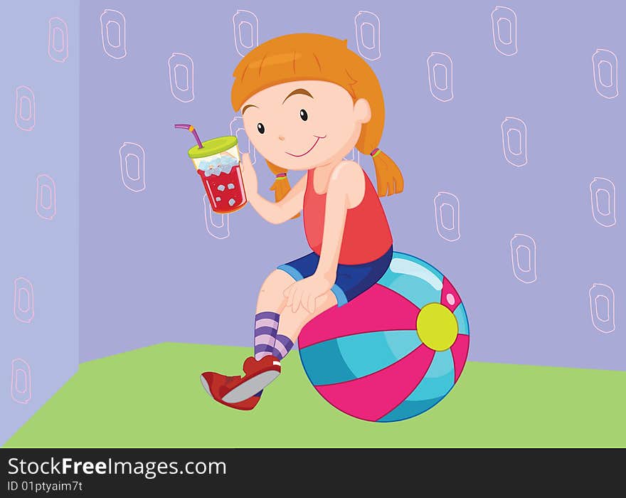 Girl sitting on a ball