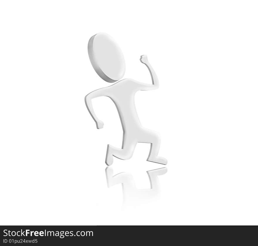 3d running man on white background