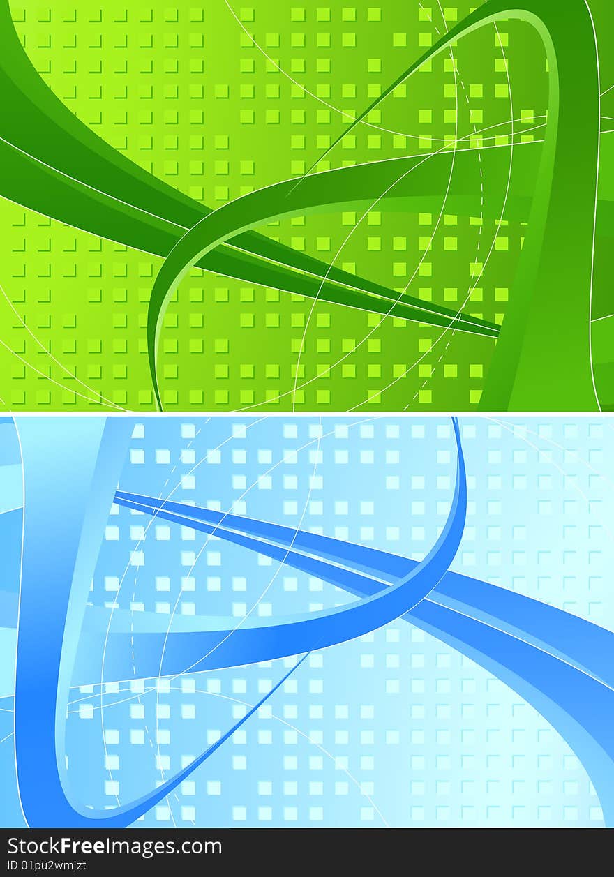 Set of green and blue abstract banners. Set of green and blue abstract banners