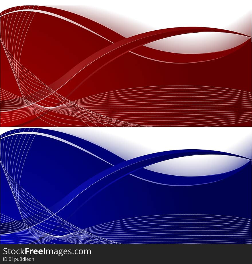 Set of two elegant banners, red and blue