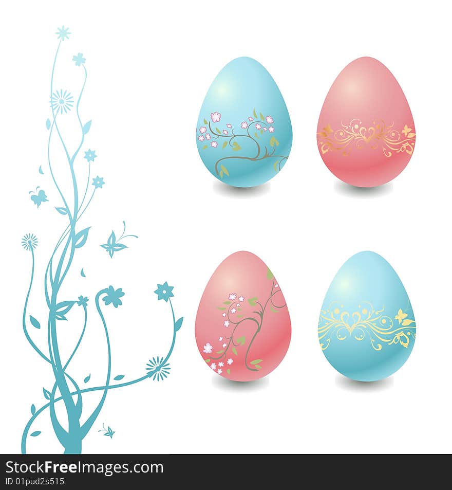 Easter Eggs With Floral Elements