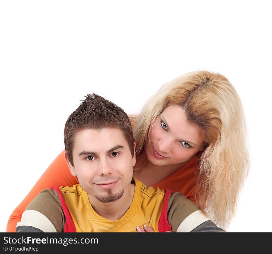 Portrait of young couple, studio shot. Portrait of young couple, studio shot