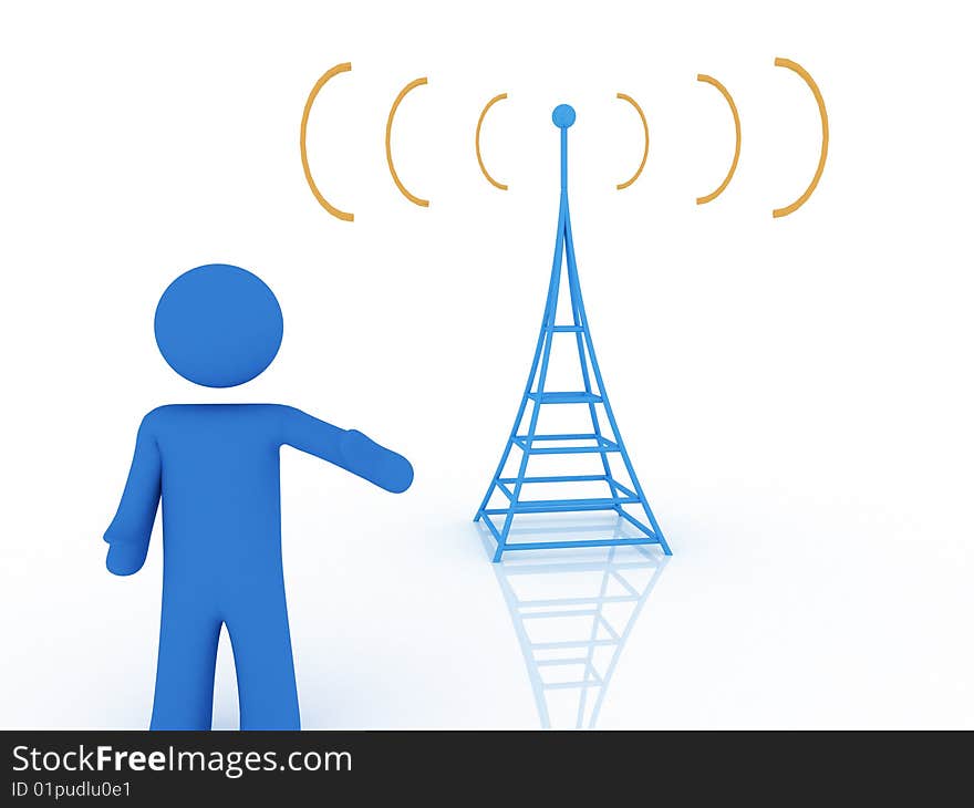 3d render of radio tower. Communication concept. 3d render of radio tower. Communication concept.