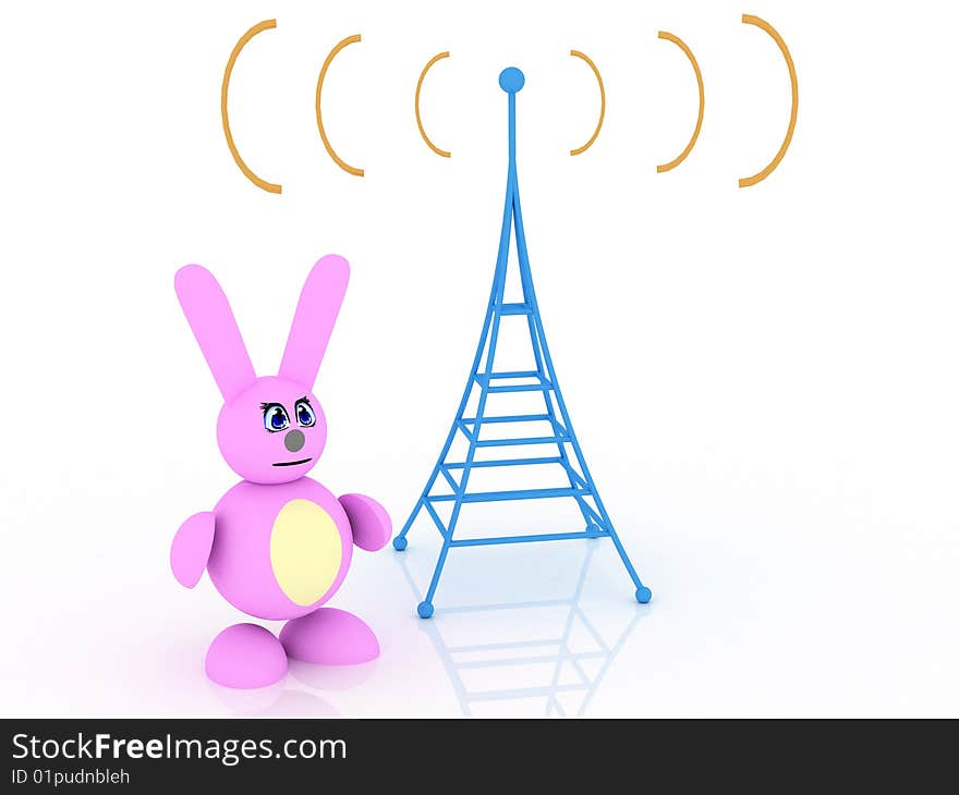 3d render of radio tower. Communication concept. 3d render of radio tower. Communication concept.