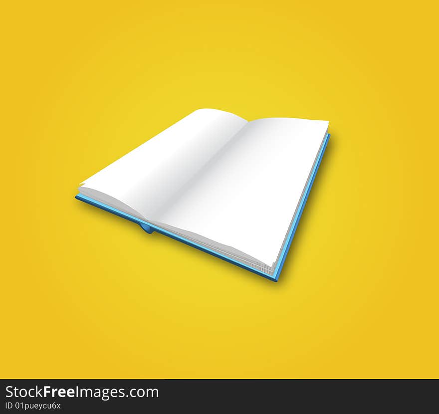 Illustration of open book on yellow background. Illustration of open book on yellow background