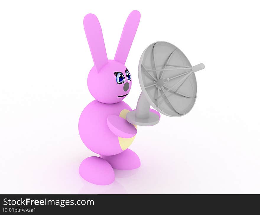 3d render of Satellite dish. Communication concept.