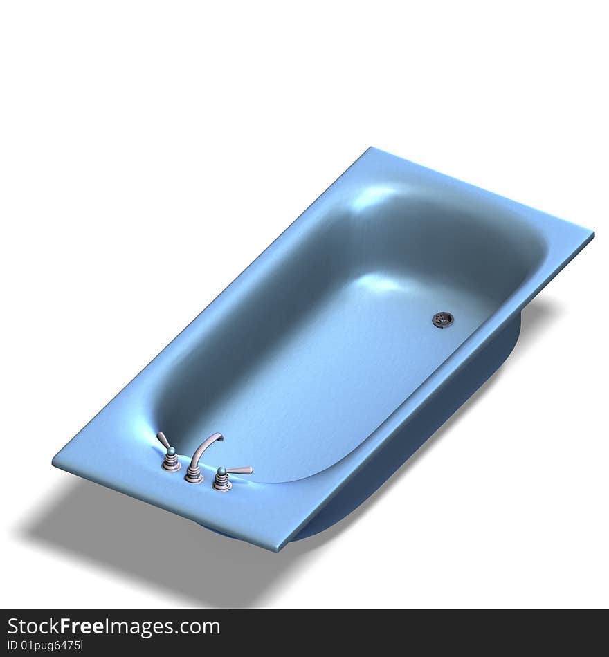 3d rendering of a bathtube with Clipping Path and shadow over white