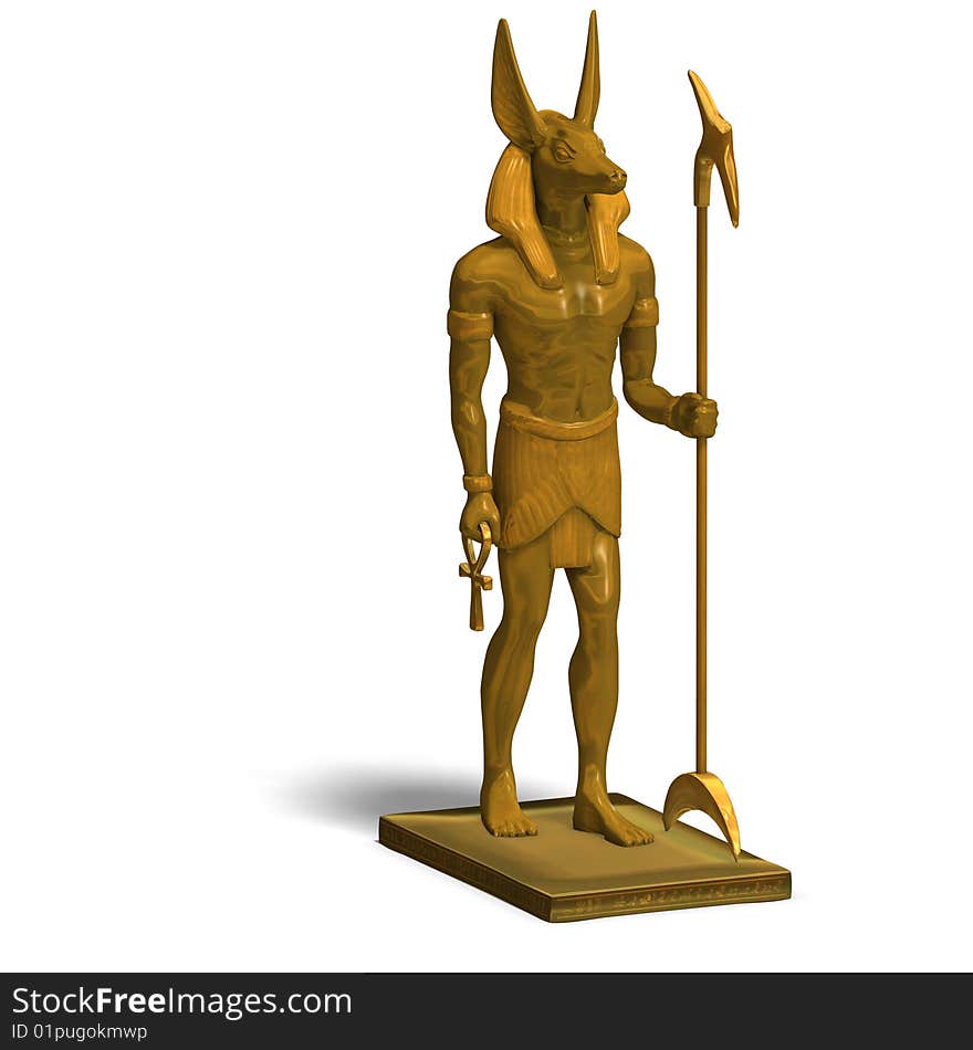 Rendering of anubis statue With Clipping Path and shadow over white. Rendering of anubis statue With Clipping Path and shadow over white