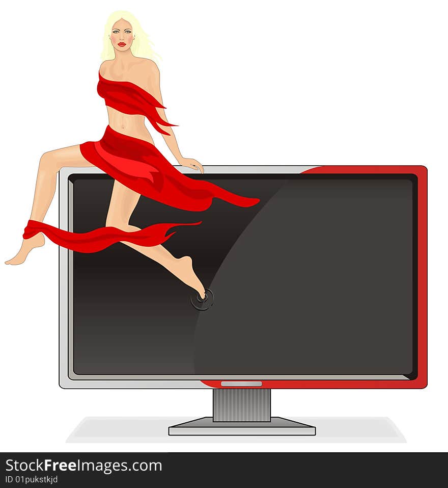 Monitor and woman