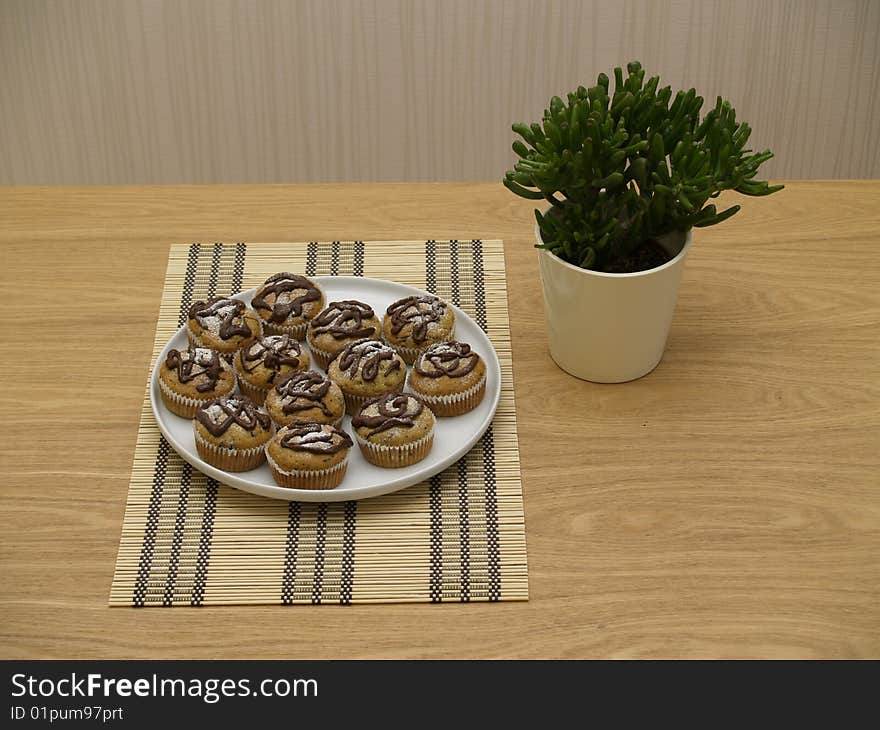 Plateful Of Muffins On A Table