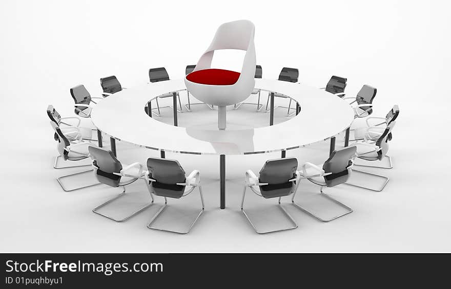 Isolated Conference table with chairs