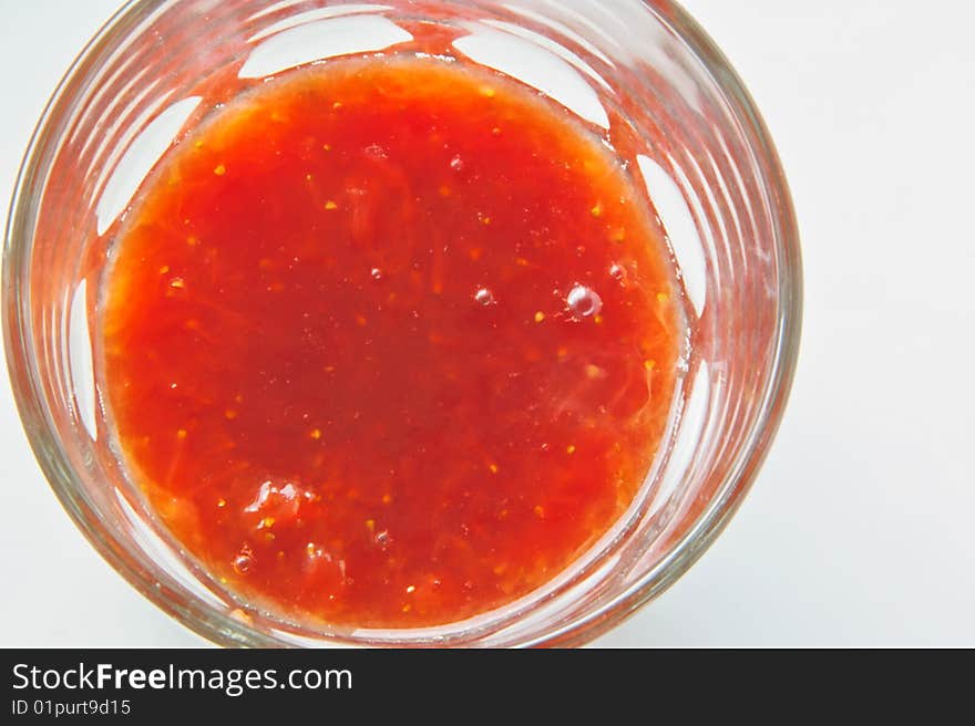 Single Glasses of Strawberry Jam