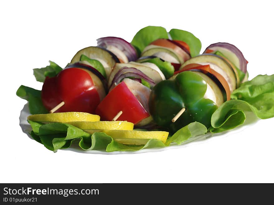 Healthy barbecue on white background