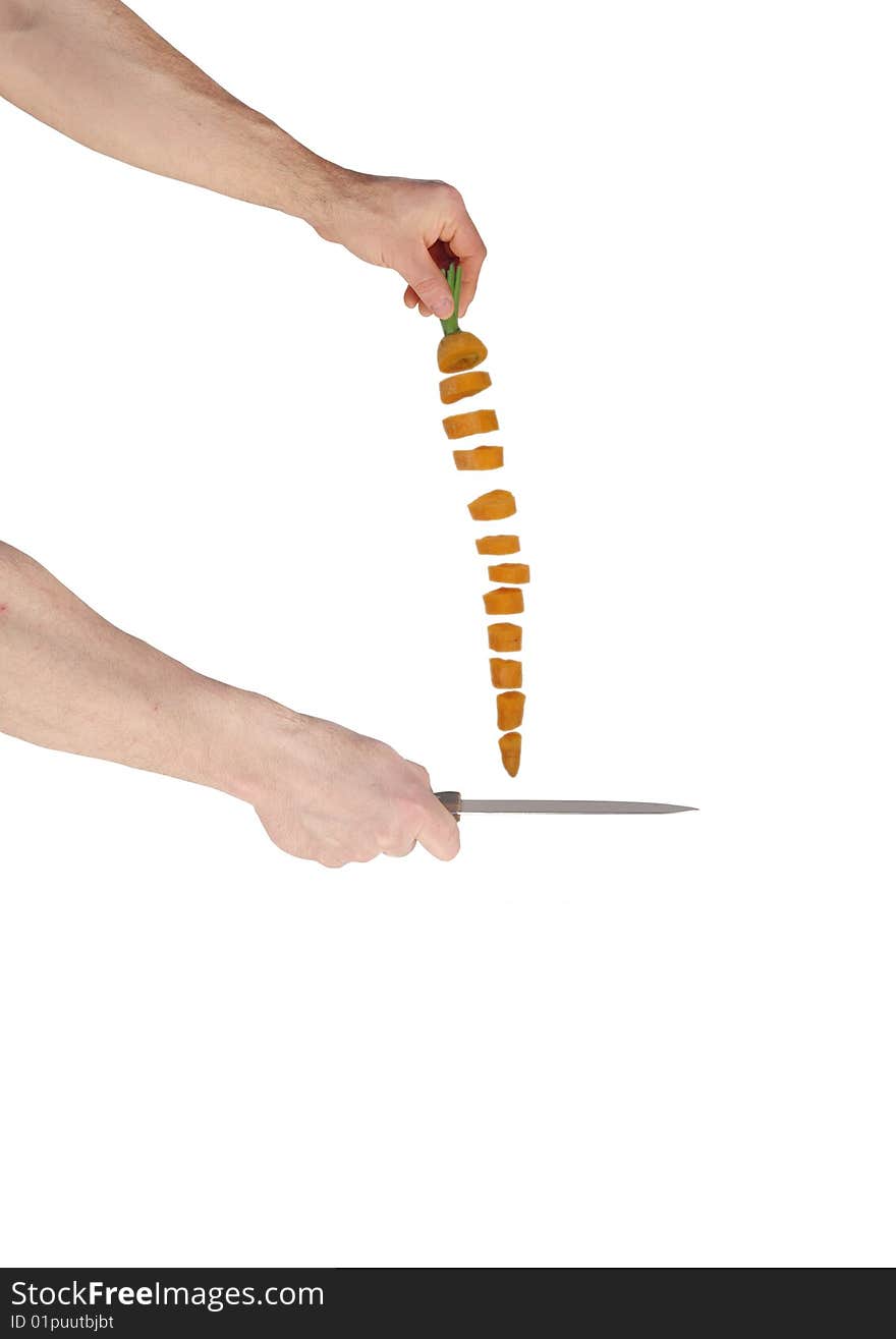 Quick cuts of carrot on white background