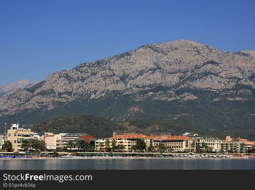 Coast of Turkey with hill. Coast of Turkey with hill