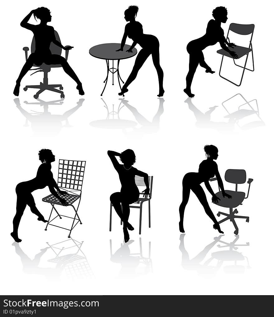 Girls with armchairs