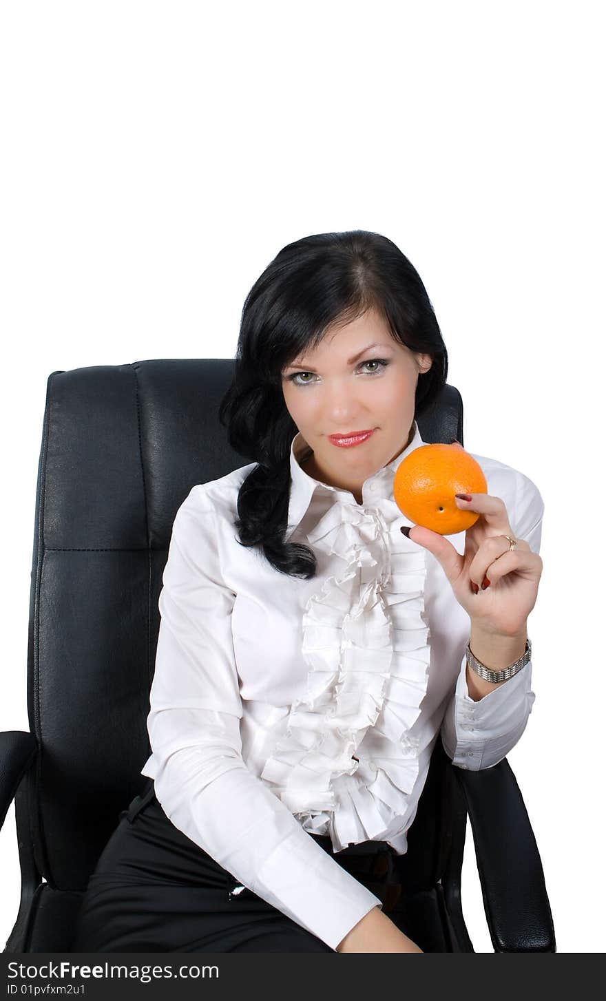 Pertty Businesswoman With Orange Isolated