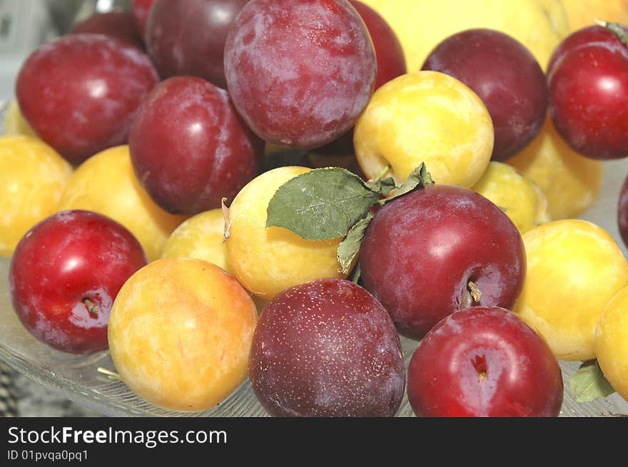 Red and Yellow and fresh cherry plum. Red and Yellow and fresh cherry plum