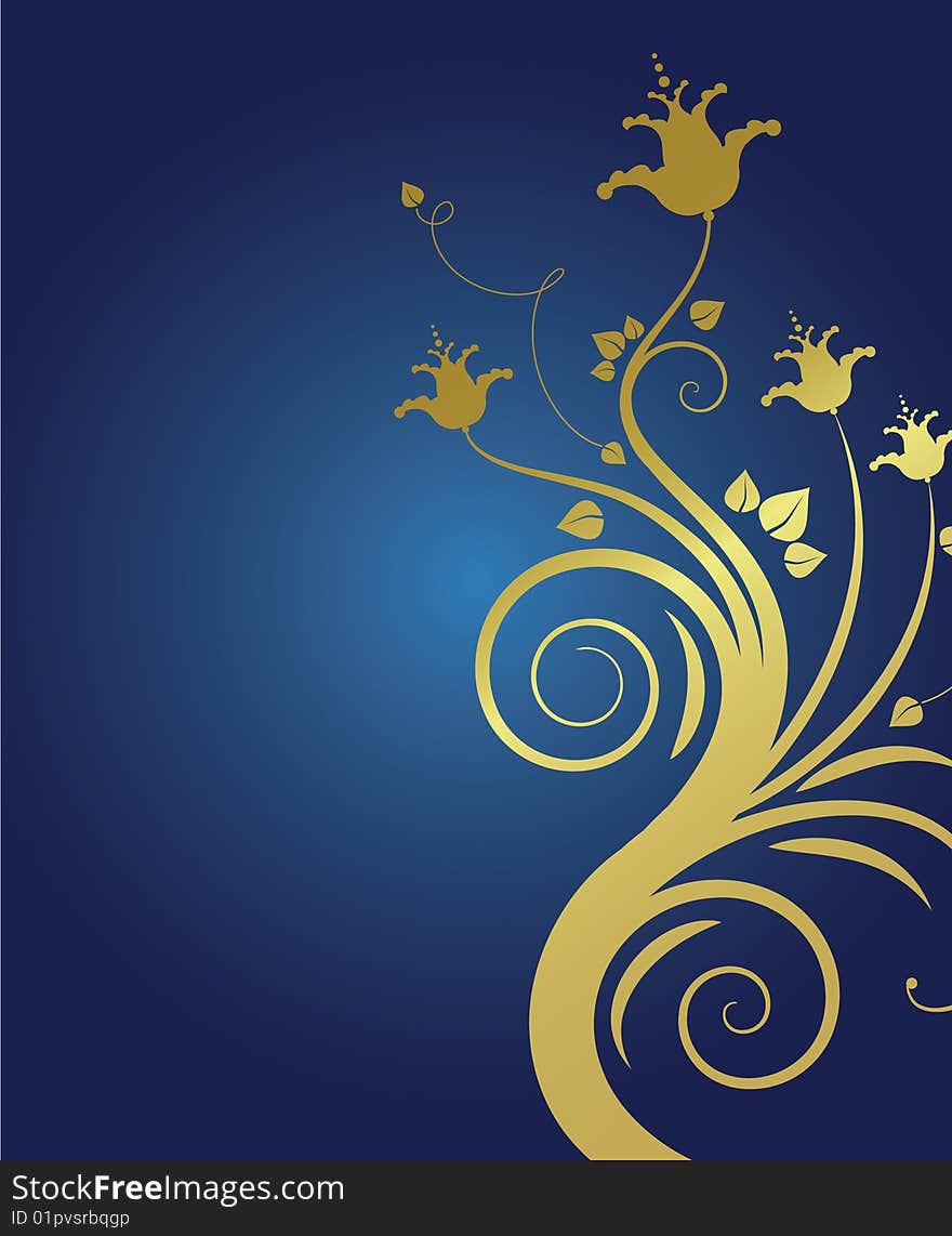 Floral golden background with place for text