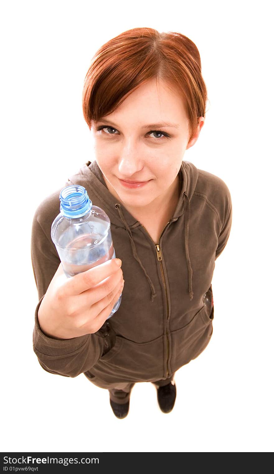 Active woman on white background