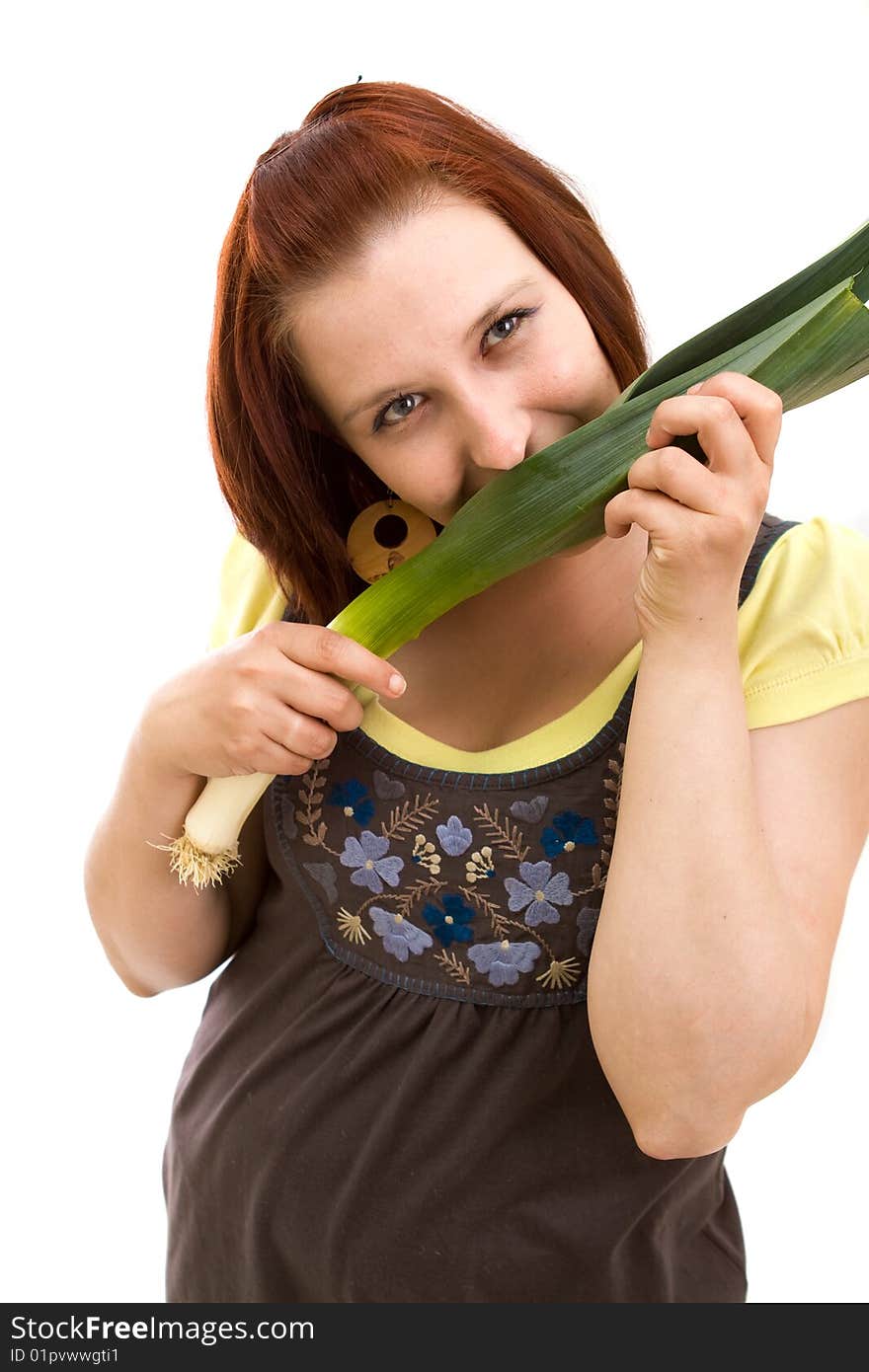 Woman Eating Vegetables