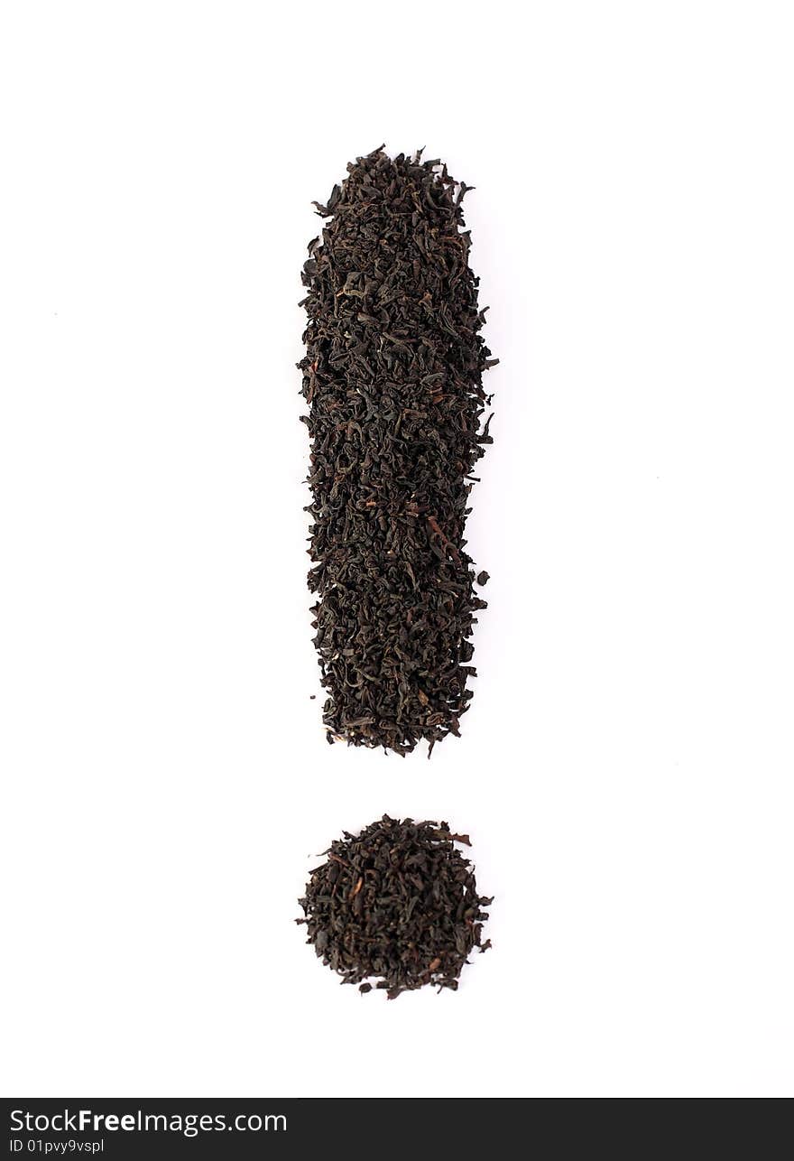 A little black tea on a white background. A little black tea on a white background