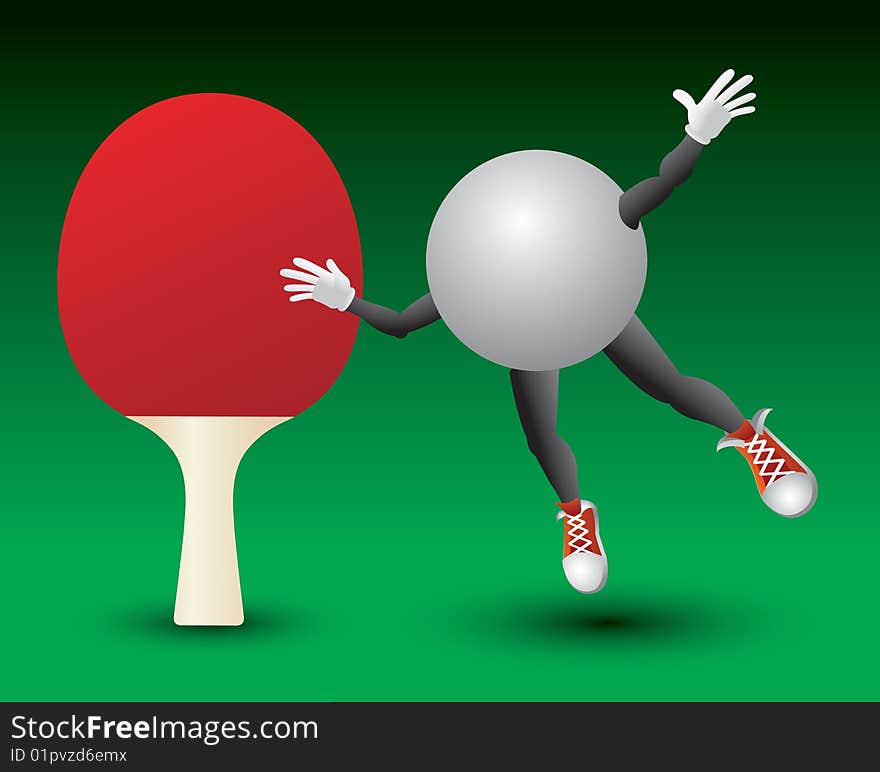 Ping pong ball character and paddle