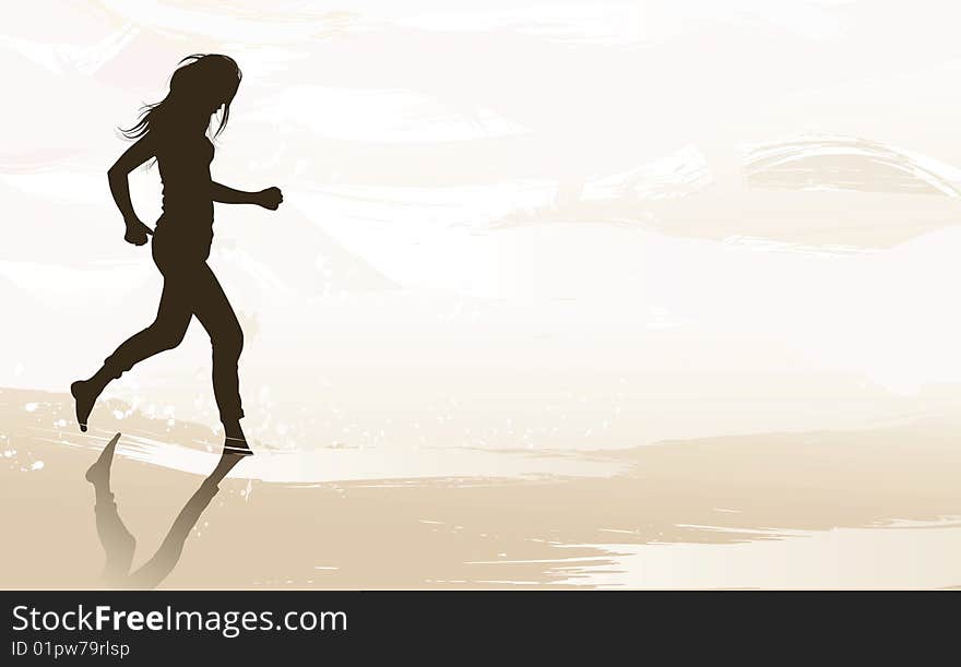 Woman Jogging At The Beach