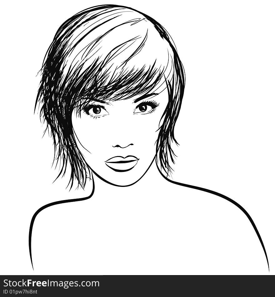 Vector illustration of a very pretty girl with nice haircut