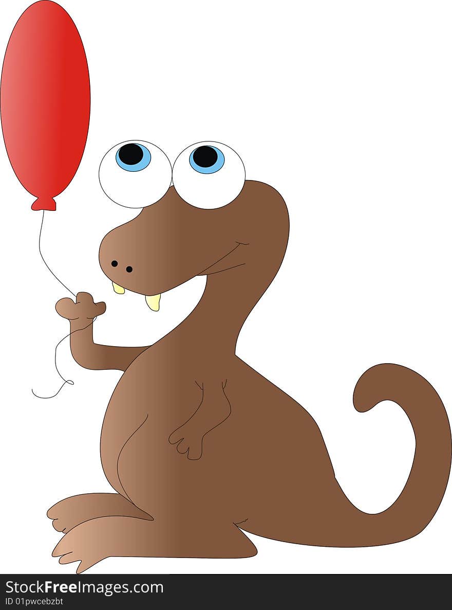 Brown Dragon with Balloon