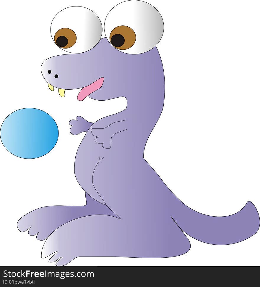 Little purple dragon playing with a ball. Little purple dragon playing with a ball