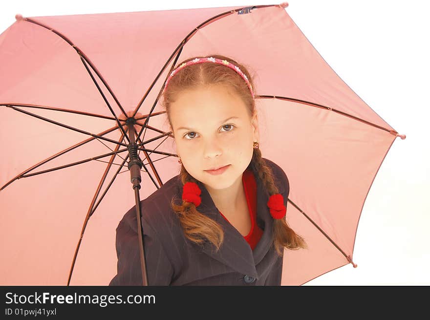 Cute Teenager Girl with a pink Umbrella