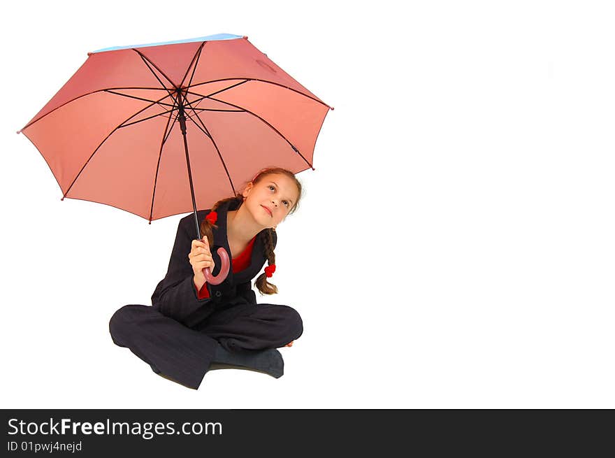 Cute Teenager Girl with a pink Umbrella