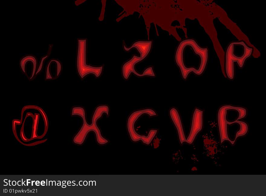 Vector Illustration: Gothic alphabet . Figures/ numbers