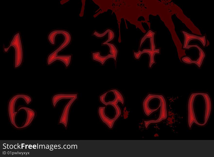 Vector Illustration: Gothic alphabet . Figures/ numbers