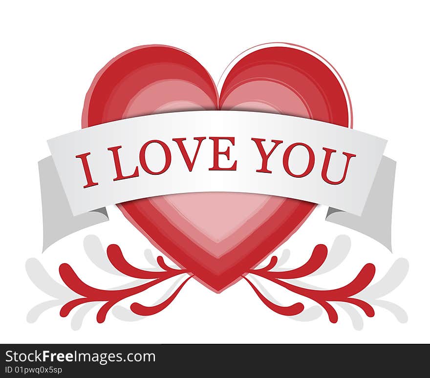 Illustrated heart with text i love you