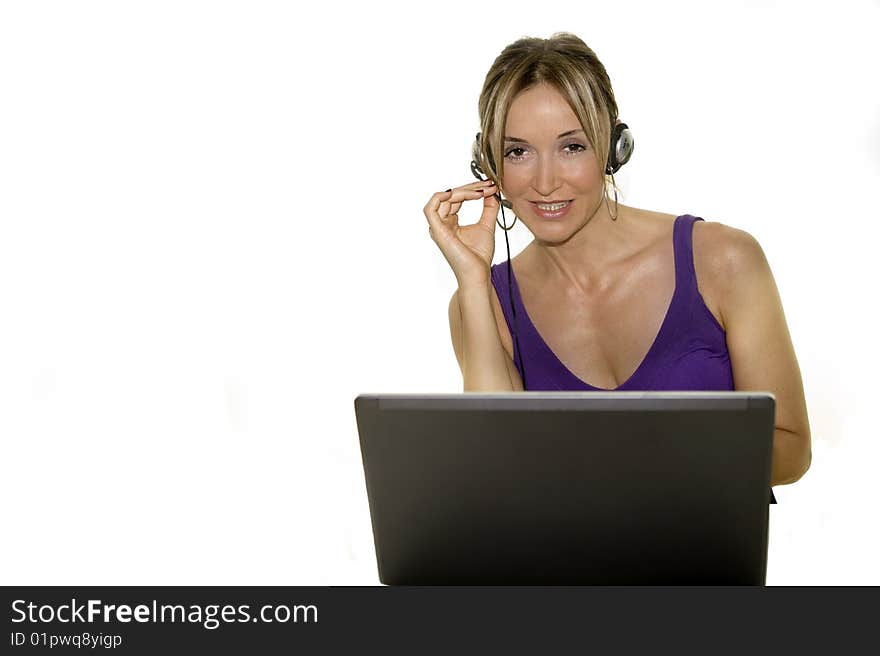 Woman with headset