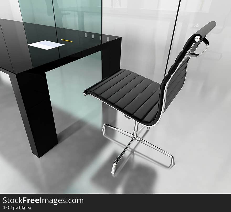 The modern interior of office 3d image