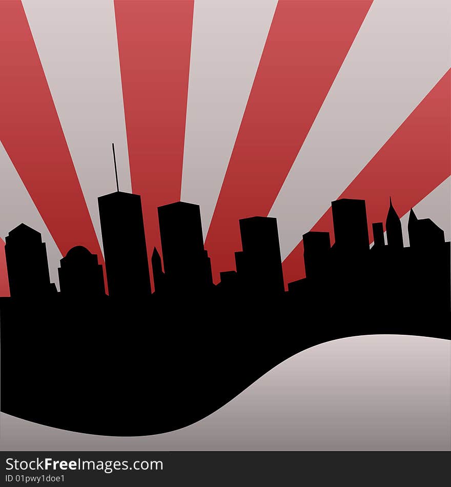 Vector silhouette of a cityscape