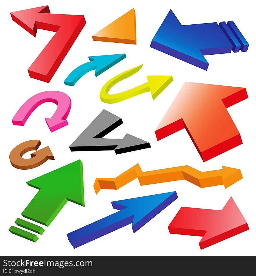 Vector illustration of various arrows