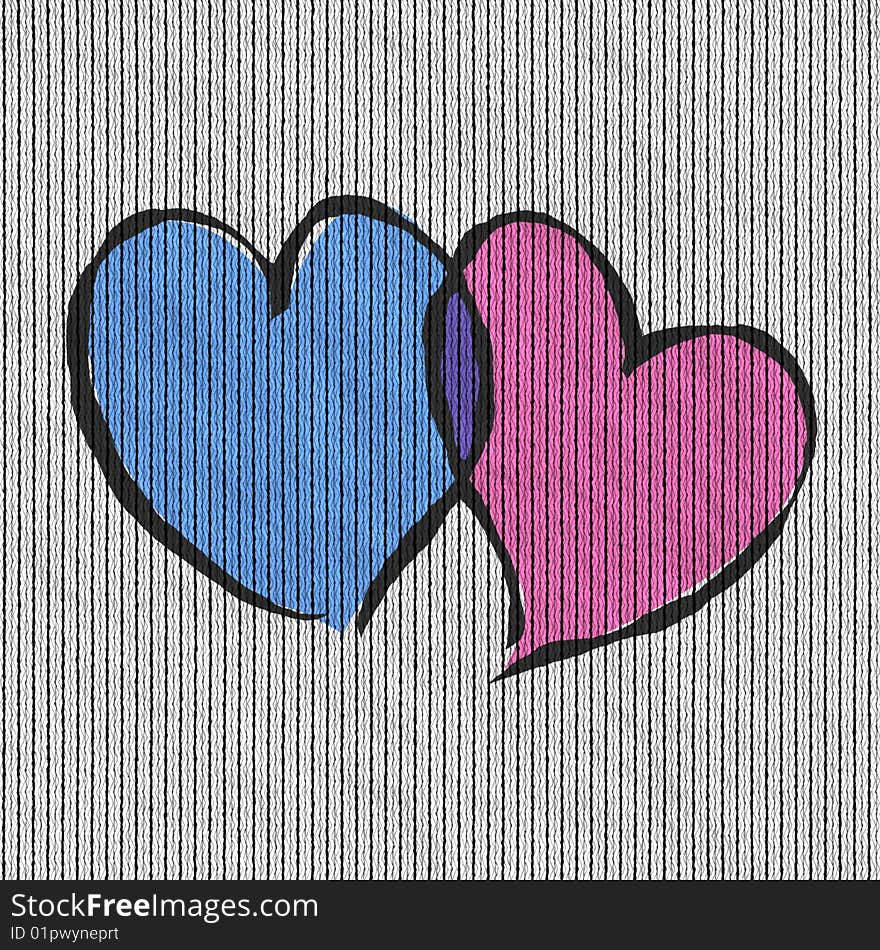 High quality computer generated hearts on cotton fabric