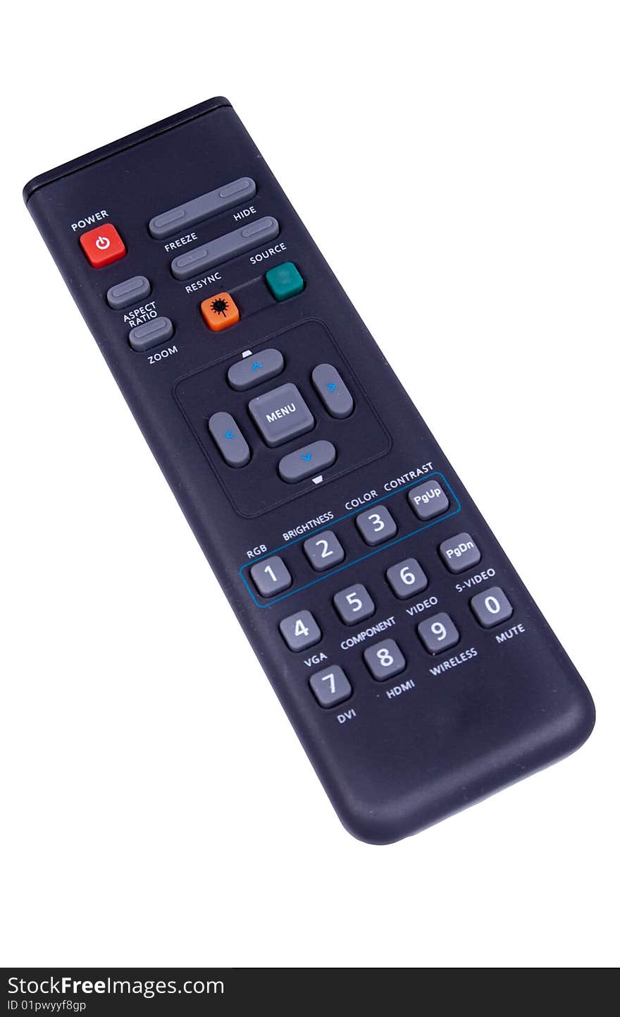 Black multimedia remote control isolated