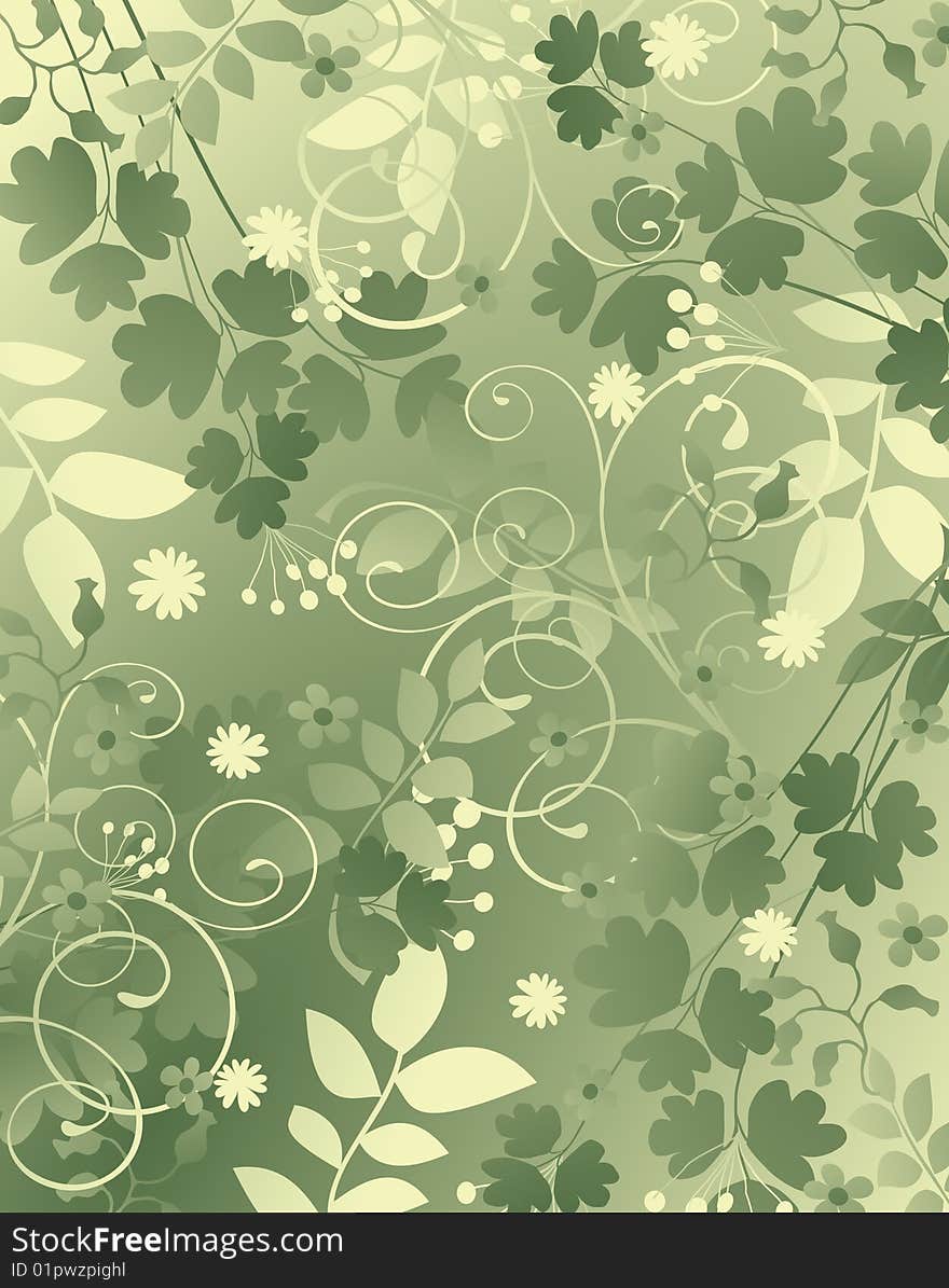 Floral style design vector background with flowers and leaves. Floral style design vector background with flowers and leaves