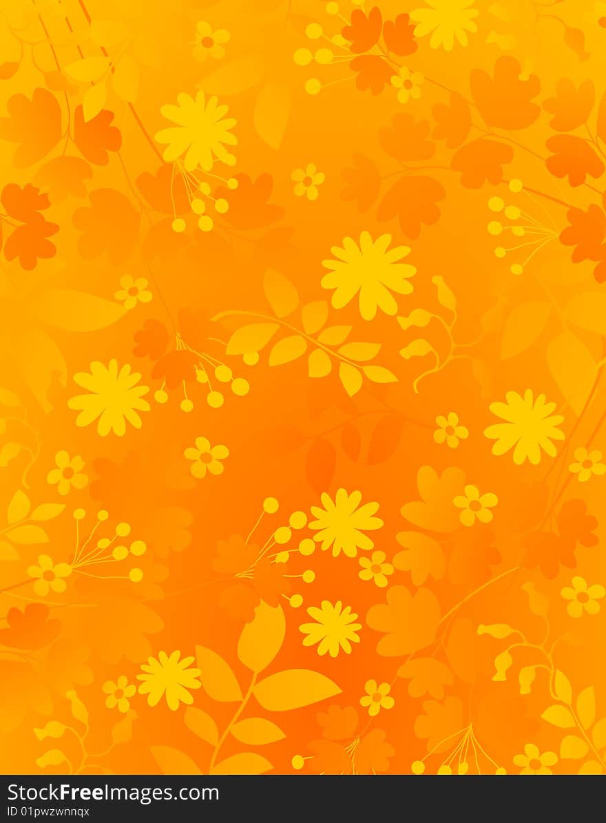 Floral style design vector background with flowers and leaves. Floral style design vector background with flowers and leaves