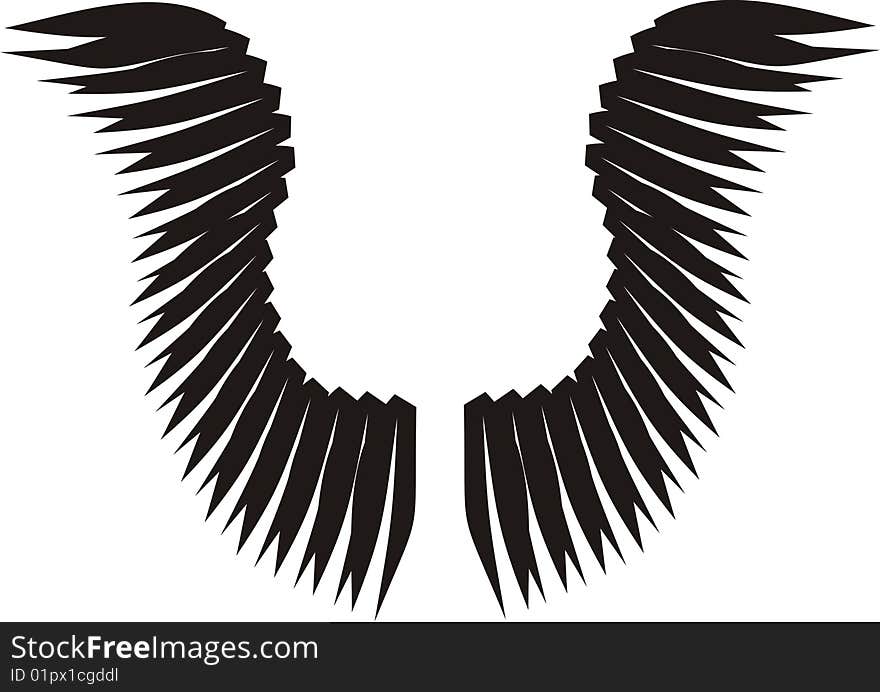 Angelic Wings  illustartion black