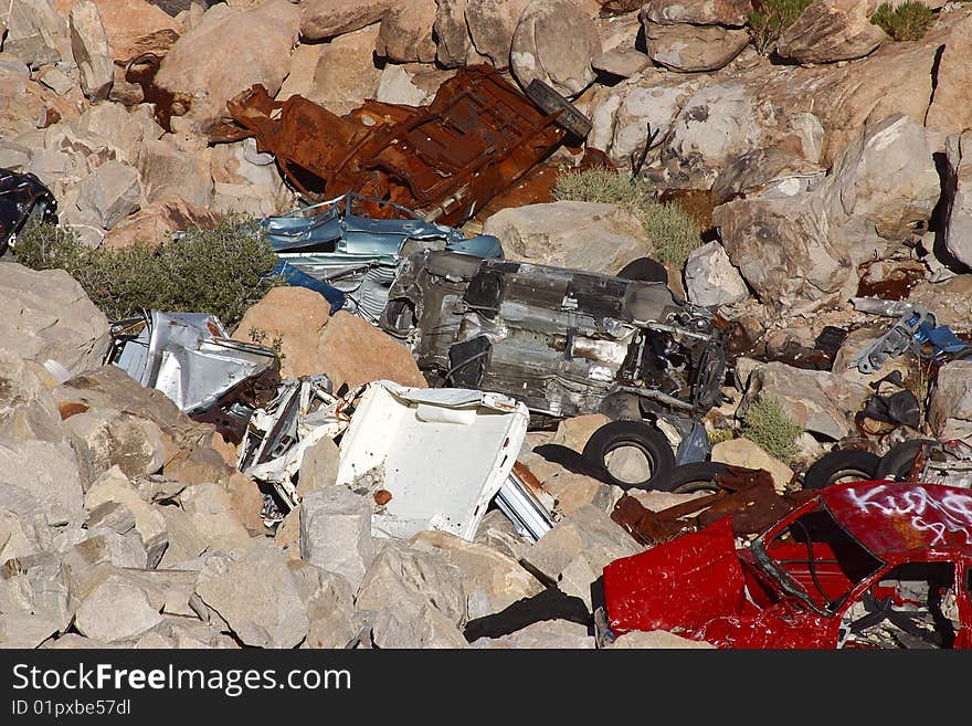 Car destroyed by accidents in the north of Mexico. Car destroyed by accidents in the north of Mexico