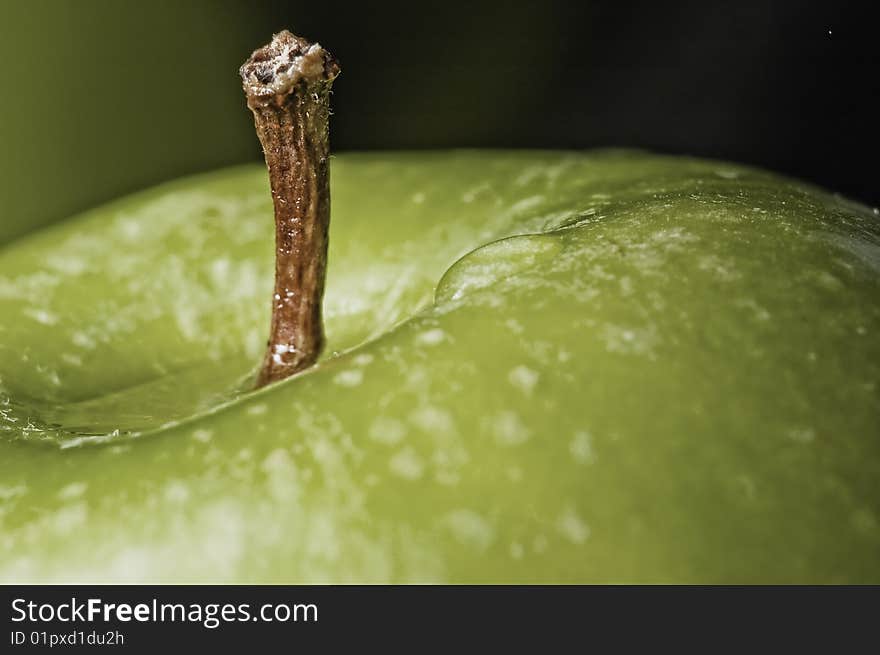 Close up shot of a green apple